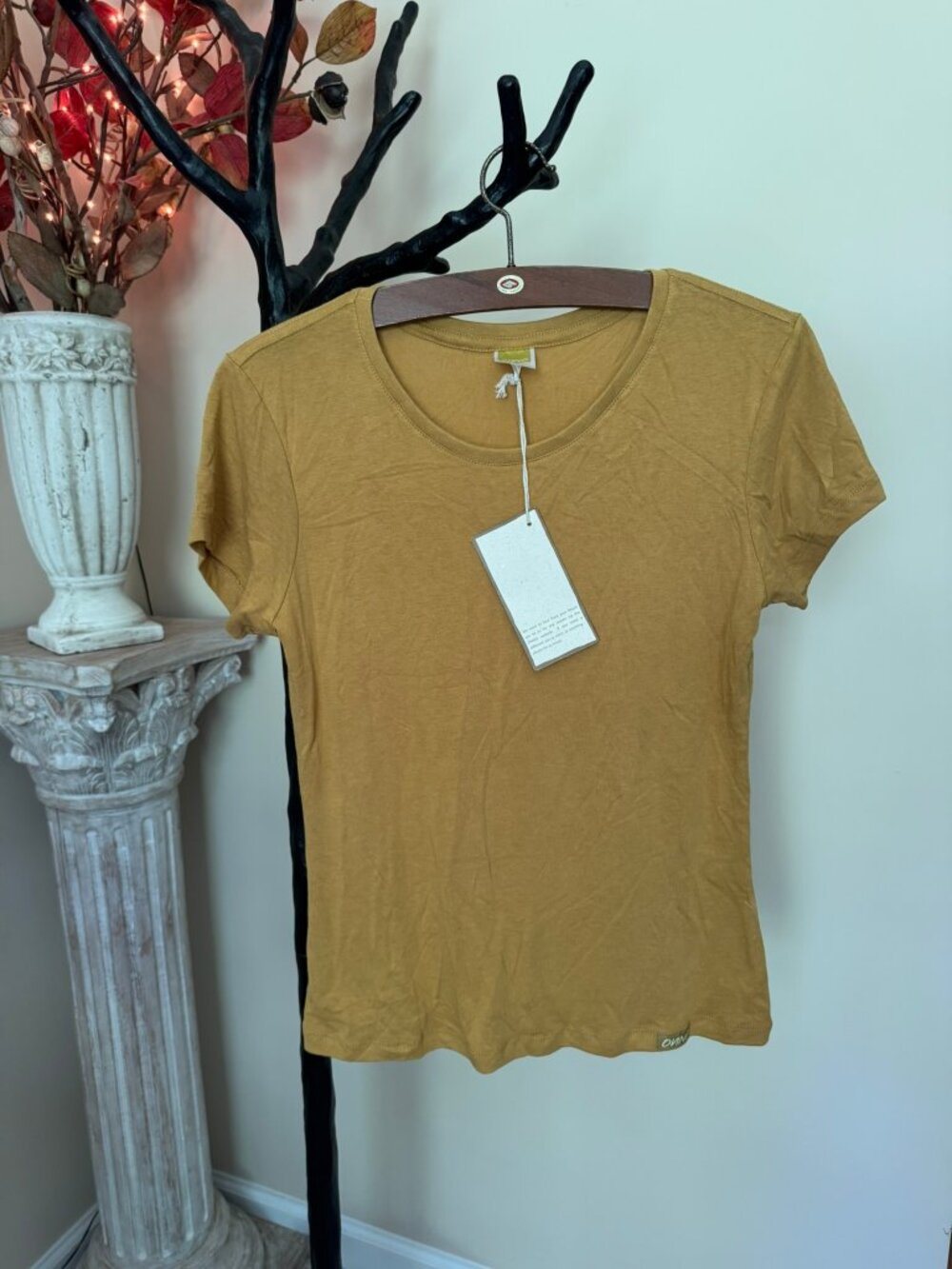 Onno mustard yellow organic bamboo & cotton tee Small